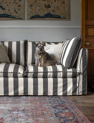 Coco 2.5 seater sofa with Self Piped Knife Edge cushion in Charcoal Stripes - Made to Order