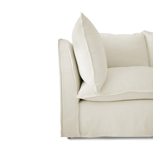Coco 2.5 seater sofa with Self Piped Knife Edge cushion in Cotton Linen Cool Coconut - Made to Order