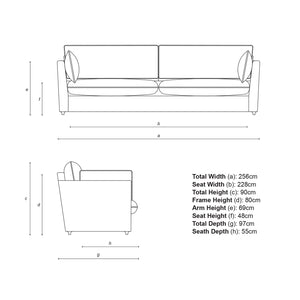 Cocobella 3.5 Seater Sofa in Belleville Juniper with Pine Velvet Trim