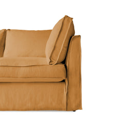 Coco 2.5 seater sofa with Self Piped Box Edge cushion in Cotton Linen Sunflower - Made to Order