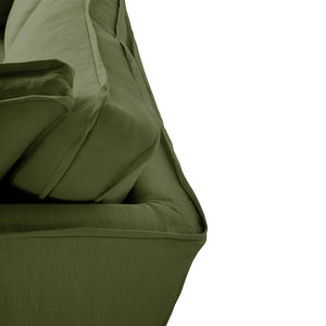 Coco 2.5 seater sofa with Self Piped Box Edge cushion in Cotton Linen Evergreen - Made to Order