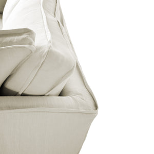 Coco 2.5 seater sofa with Self Piped Box Edge cushion in Cotton Linen Cool Coconut - Made to Order