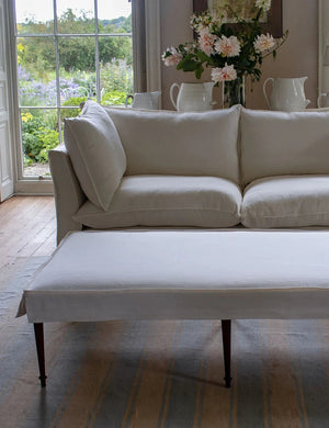 Coco Small Coffee Table Self Piped in Brera Lino Chalk - Available for quick ship
