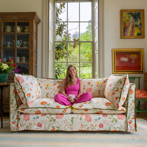 Coco 2.5 seater sofa with Contrast Piped Knife Edge cushion in Andrew Martin Wildwood Ivory - Made to order