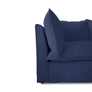 Coco 2.5 seater sofa with Self Piped Knife Edge cushion in Cotton Linen Inkspot - Made to Order