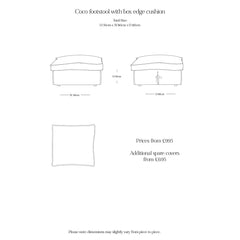 Coco Footstool with Self Piped Box Edge cushion in Cotton Linen Snow Drop - Made to Order