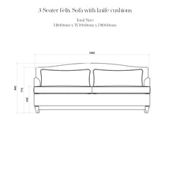 Felix 3 seater sofa in Cotton Linen White Camellia
