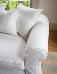 Salthrop Large Sofa with Scatter Cushions in Cotton Linen Snow Drop - Made to Order