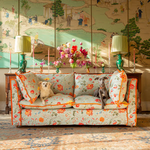 Coco 2.5 seater sofa with Contrast Piped Knife Edge cushion in Andrew Martin Wildwood Duck Egg - Made to Order