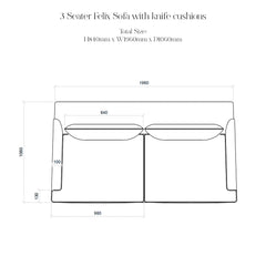 Felix 3 seater sofa in Cotton Linen Inkspot
