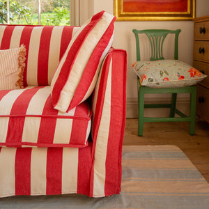 Coco 3 seater sofa with Self Piped Box Edge cushion in Stripes Petunia - Made to Order