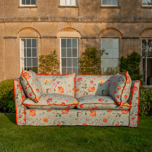 Coco 2.5 seater sofa with Contrast Piped Knife Edge cushion in Andrew Martin Wildwood Duck Egg - Made to Order