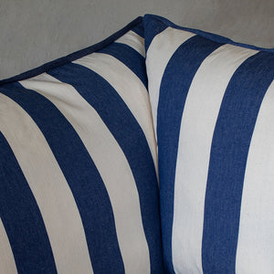 Coco 2 seater sofa with Self Piped Knife Edge cushion in Stripes Sea Holly - Made to Order