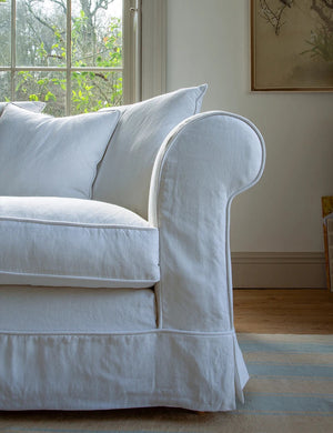 Barton Large Sofa with Scatter Cushions in Cotton Linen Snow Drop - Made to Order