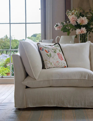 Coco 3 seater sofa with Self Piped Knife Edge cushion in Cotton Linen Cool Coconut - Made to Order
