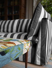 Coco 2.5 seater sofa with Self Piped Knife Edge cushion in Charcoal Stripes - Made to Order
