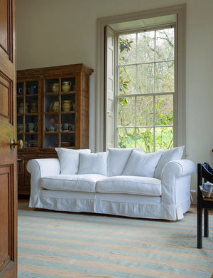 Barton Large Sofa with Scatter Cushions in Cotton Linen Snow Drop - Made to Order