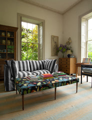 Coco 2.5 seater sofa with Self Piped Knife Edge cushion in Charcoal Stripes - Made to Order