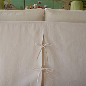 Coco 3 seater sofa with Self Piped Box Edge cushion in Cotton Linen Snow Drop - Made to Order