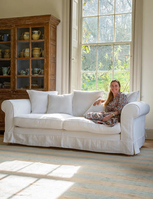 Barton Large Sofa with Scatter Cushions in Cotton Linen Snow Drop - Made to Order