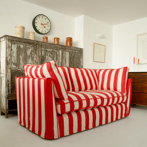 Coco 2.5 seater sofa with Self Piped Box Edge cushion in Stripes Petunia - Made to Order