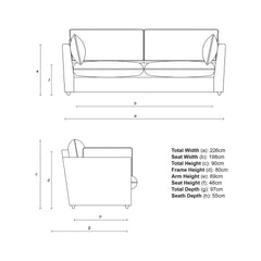 Cocobella 3 Seater Sofa in Beatrice Midnight