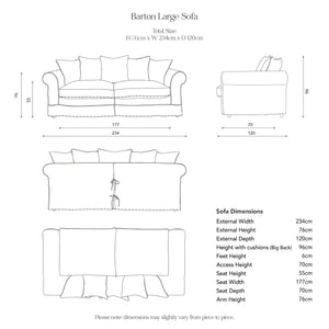 Barton Large Sofa dimensions