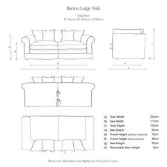 Barton Large Sofa with Scatter Cushions in Cotton Linen Inkspot - Made To Order