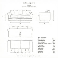 Barton Large Sofa with Big Back Cushions in Cotton Linen Sunflower - Made To Order