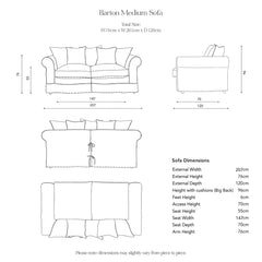 Barton 2-Seater Sofa with Big Back Cushions in Petunia Stripe