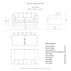 Barton 2-Seater Sofa with Big Back Cushions in Garden Grey Stripe - Made to Order