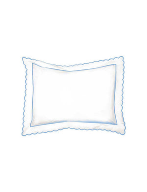 Blue Scalloped Oxford Pillowcase (50cm x 75cm)