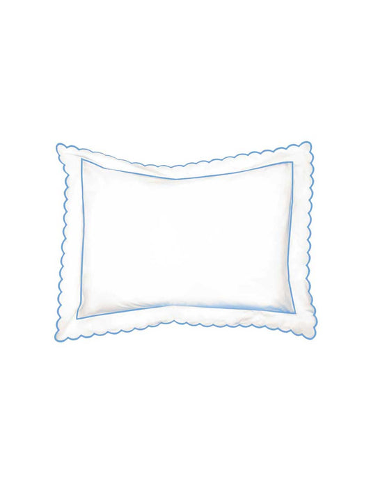 Blue Scalloped Oxford Pillowcase (50cm x 75cm) - Pre order for delivery late July