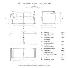 Coco 2.5 seater sofa with Self Piped Box Edge cushion in Cotton Linen Sunflower - Made to Order
