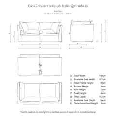 Coco 2.5 seater sofa bed with Knife Edge cushion in Belleville Juniper - Made to Order