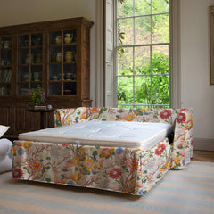Coco 2.5 seater sofa bed with Self Piped Knife Edge cushion in Magnolia Cream Blue - Made to Order