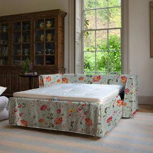 Coco 2.5 seater sofa bed with Self Piped Knife Edge cushion in Wildwood Duck Egg - Made to Order