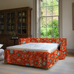 Coco 2.5 seater sofa bed with Self Piped Knife Edge cushion in Wildwood Pumpkin - Made to Order