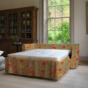 Coco 2.5 seater sofa bed with Self Piped Knife Edge cushion in Wildwood Twig - Made to Order