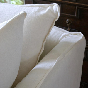 Coco 2.5 seater sofa with Self Piped Knife Edge cushion in Designers Guild Brera Lino Chalk - Made to order