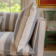 Coco 3 seater sofa cover with Self Piped Knife Edge cushion in Stripes Garden Grey - Made to Order