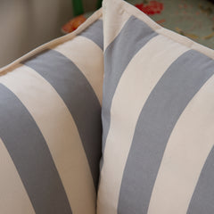Coco 3 seater sofa cover with Self Piped Knife Edge cushion in Stripes Garden Grey - Made to Order