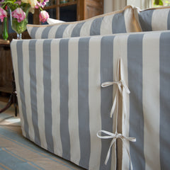 Coco 3 seater sofa cover with Self Piped Knife Edge cushion in Stripes Garden Grey - Made to Order