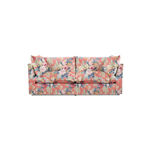 Coco 2.5 seater sofa bed with Knife Edge cushion in English Garden Coral Orange - Made to Order