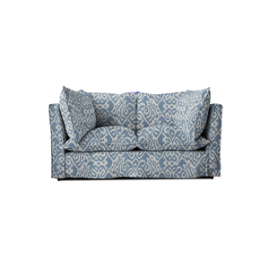 Coco 2 seater sofa with Knife Edge cushion in Otter Denim - Made to order