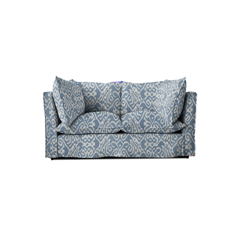 Coco 2 seater sofa with Knife Edge cushion in Otter Denim - Made to order