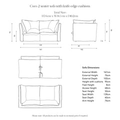 Coco 2 seater sofa dimensions