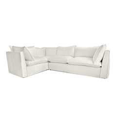 Coco 2 x 3 seater sofa Self Piped Knife Edge cushion in Cotton Linen Cool Coconut - Made to Order