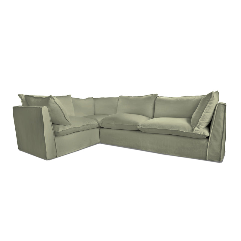 Coco 2 x 3 seater sofa with Knife Edge Cushion in Hemp Linen - Made to Order