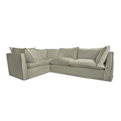 Coco 2 x 3 seater sofa with Knife Edge Cushion in Ivory Linen - Made to Order